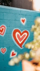 Hearts on a wall background